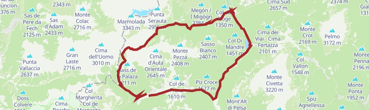 Route map: Forca Rossa Route - Route n°6 - Falcade Bike Trail